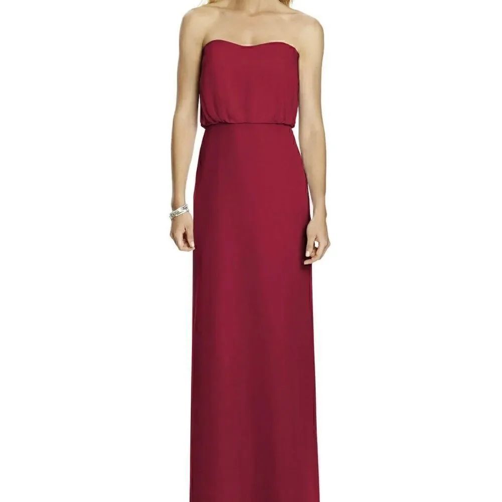 After Six Burgundy Style 6761 Strapless Maxi Dress Sz 8